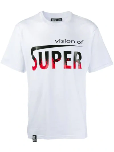 Vision Of Super T-shirt White Flames Logo In Bianco