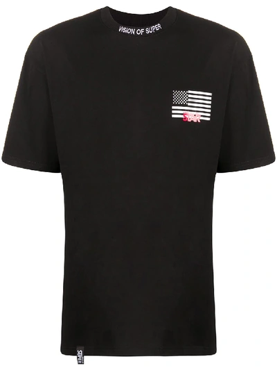 Vision Of Super Us Flag Print T-shirt In Nero