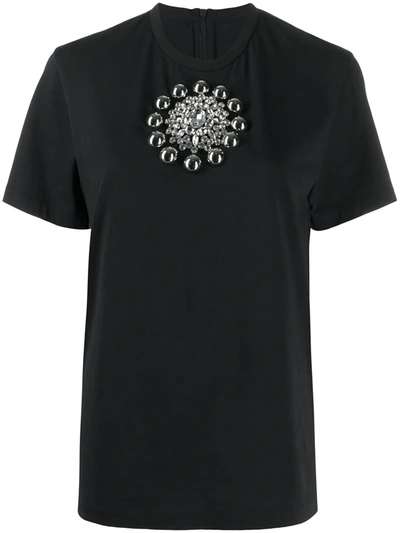 Christopher Kane Embroidered Cotton T-shirt In Black