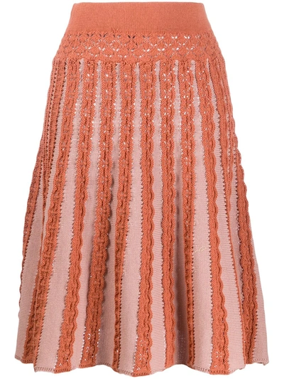Pinko Knitted Flared Skirt In Pink