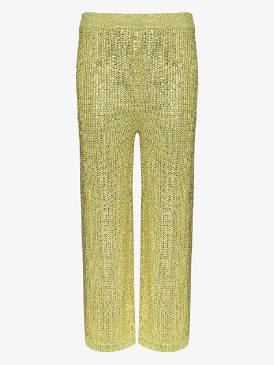 Gucci Strass Crystal Knit Trousers In Green