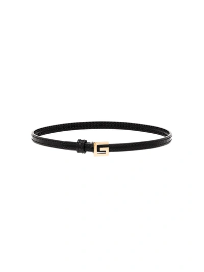 Gucci Black Logo Leather Choker In 黑色