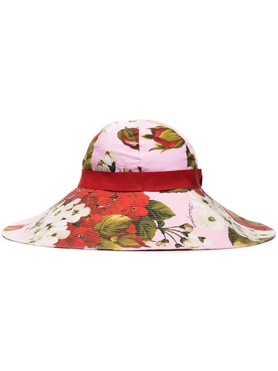 Dolce & Gabbana Pink Large Floral Print Hat