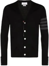 Thom Browne 4-bar Motif Cardigan In Black