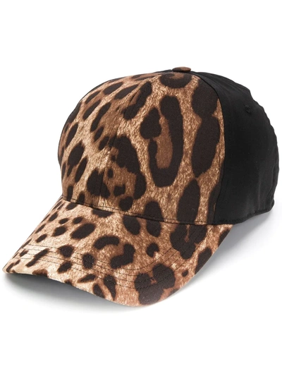 Dolce & Gabbana Leopard Print Baseball Cap In Brown