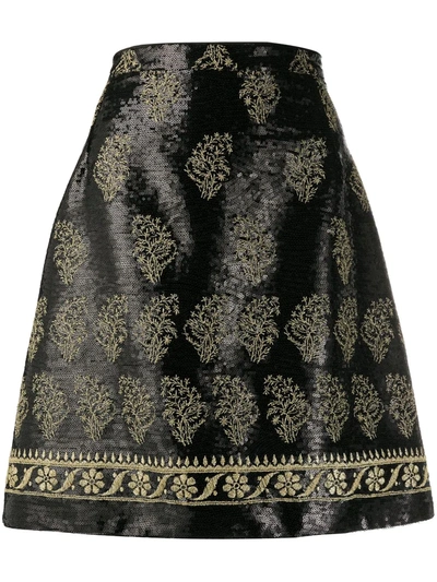Giambattista Valli Sequined A-line Skirt In Black
