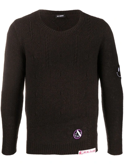 Raf Simons Patch-detailing Knitted Jumper In Brown