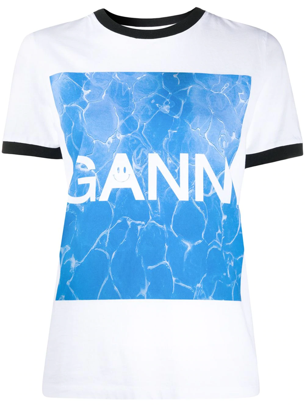 Ganni Basic Cotton T-shirt In White | ModeSens