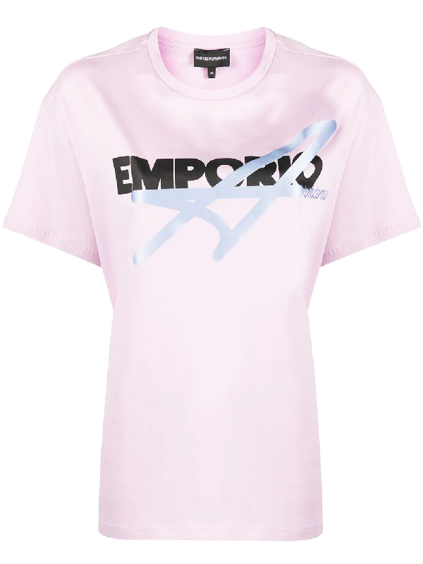 Emporio Armani Logo Print Boxy T-shirt In Pink | ModeSens