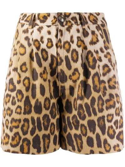 Etro Pleated Leopard-print Silk And Cotton-blend Ottoman Shorts In Assorted