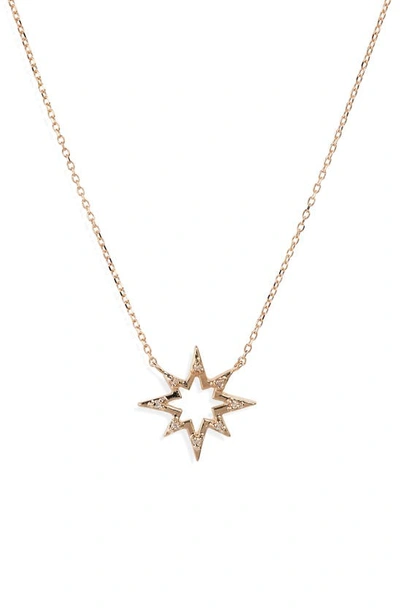 Anzie Star Pendant Necklace In Yellow Gold/ White