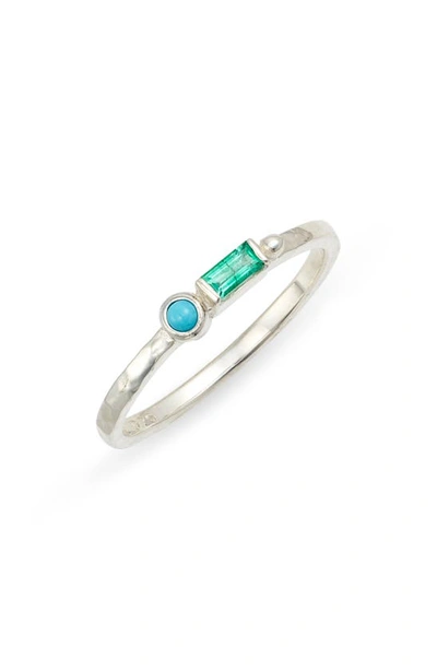 Anzie Cleo Emerald & Turquoise Ring In Silver/ Green/ Blue