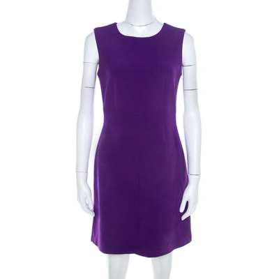 Pre-owned Diane Von Furstenberg Purple Stretch Crepe Carrie Sheath Dress S
