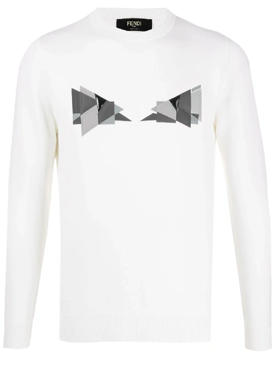 Fendi Cubic Eyes Motif Jumper In White