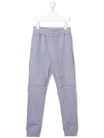 Balmain Kids' Stitched Panel Track Pants In Grey