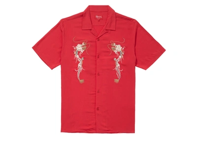 Pre-owned Supreme  Dragon Rayon T-shirt Red