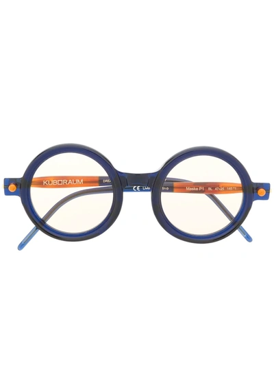 Kuboraum Contrast Round-frame Glasses In Blue