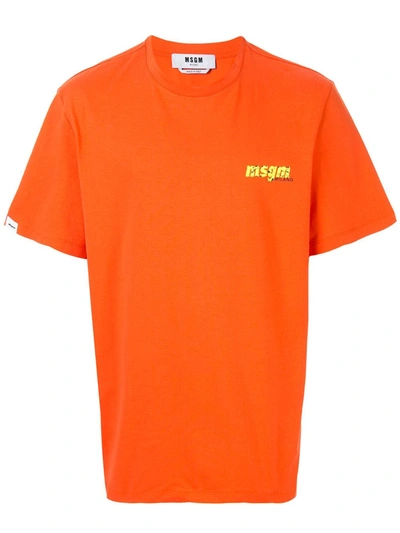 Msgm Logo Printed T-shirt In Orange