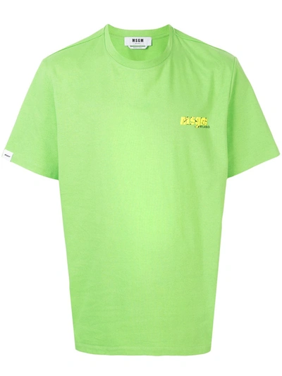 Msgm Logo Printed T-shirt In Green