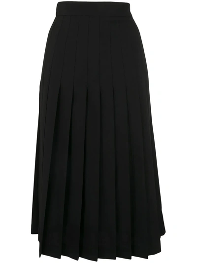 Msgm Pleated Midi Skirt In Black