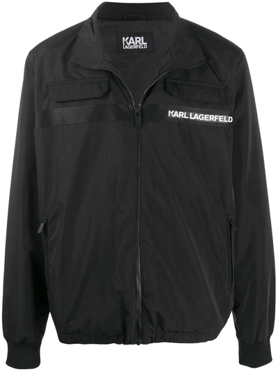 Karl Lagerfeld Logo-print Zipped Jacket In Black