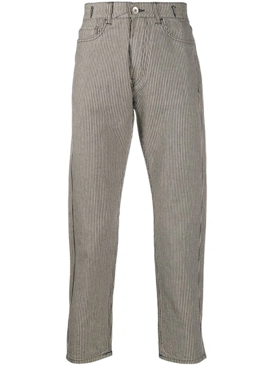 Ymc You Must Create Striped Cropped Trousrs In Blue