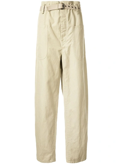 Isabel Marant Étoile Rinny Belted Straight-leg Trousers In Green