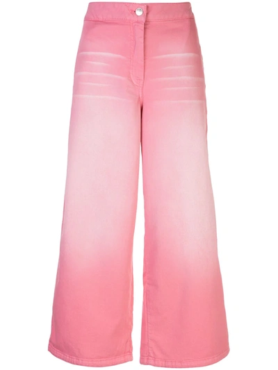Kenzo Faded Cropped Jeans In Pink