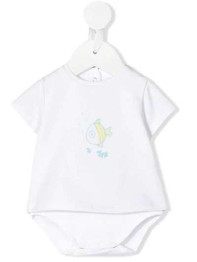 Knot Babies' Blue Fish T-shirt In White