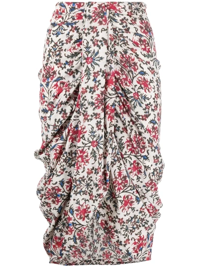 Isabel Marant Floral-print Draped Skirt In Red