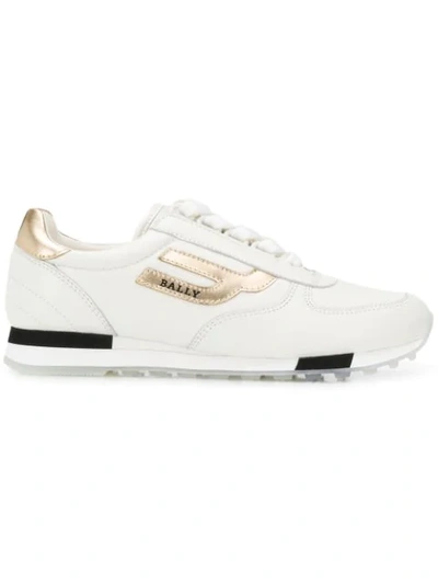 Bally Metallic-trim Lace-up Sneakers In White