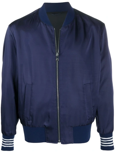 Neil Barrett Contrasting Cuffs Bomber Jacket In Blue