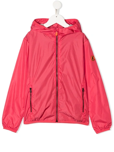Save The Duck Kids' Contrast Zip Up Jacket In Red