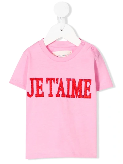 Alberta Ferretti Babies' Slogan T-shirt In Pink
