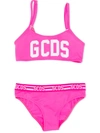Gcds Kids' Logo Print Bikini Set In Pink