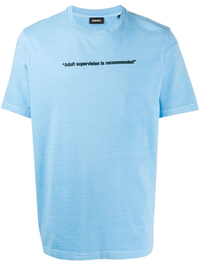 Diesel T-just-neon Slogan Print T-shirt In Light Blue
