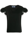 Blumarine Frill Sleeve T-shirt In Black