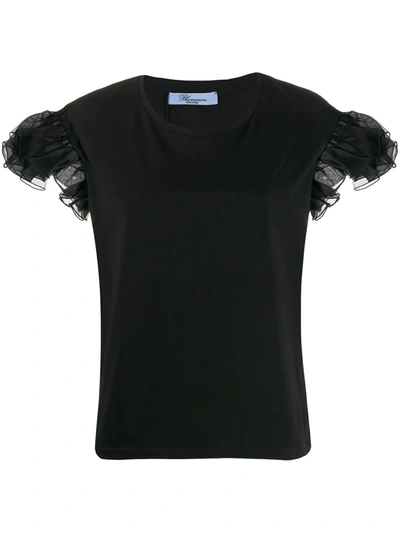 Blumarine Frill Sleeve T-shirt In Black