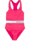 Moncler Kids' Logo Waistband Swim Suit In Pink