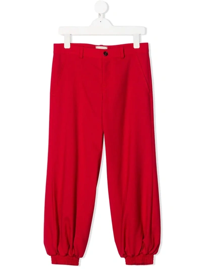 Gucci Kids' Loose-fit Wool Trousers In Red