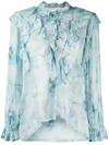 Iro Cruis Sheer Ruffled Blouse In Blue