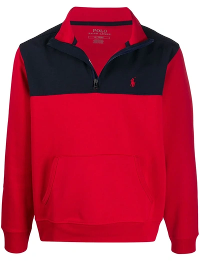 Polo Ralph Lauren Colour-block Pullover Sweatshirt In Red