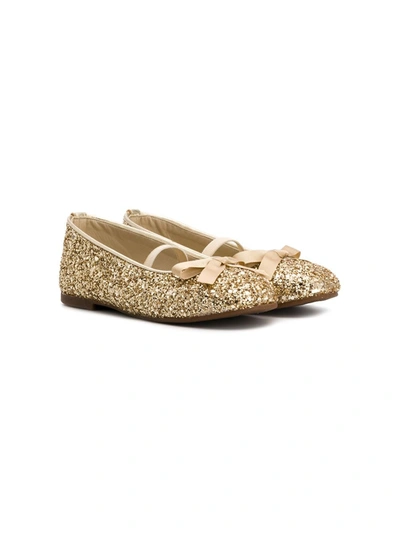 Babywalker Glittered Ballerina Flats In Gold