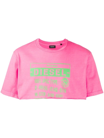 Diesel Cropped T-shirt In Pink