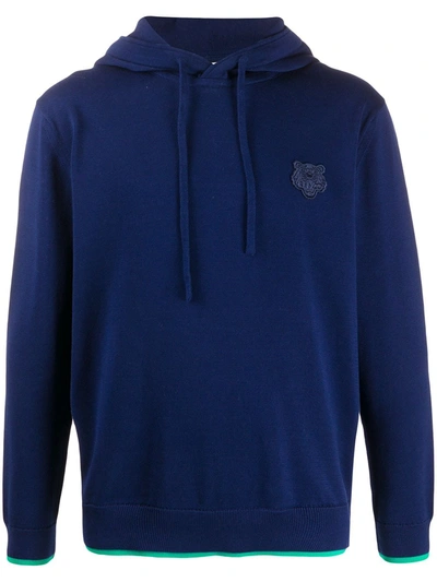 Kenzo Tiger Patch Hoodie In Blue