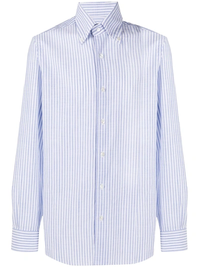 Barba Striped Long Sleeve Shirt In Blue