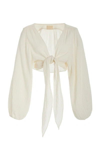 Anaak Bianca Tie-front Cotton Blouse In White