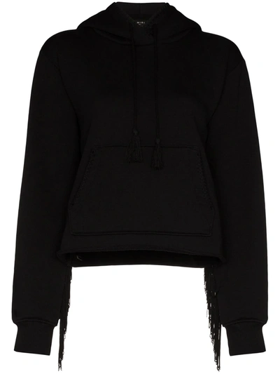 Amiri Fringed Hooded Sweatshirt In Black