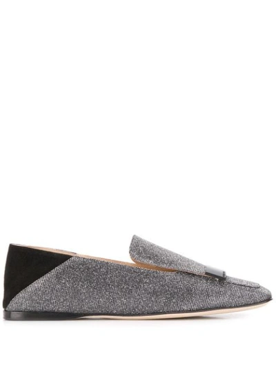 Sergio Rossi Metallic Embellished Slippers In Silver