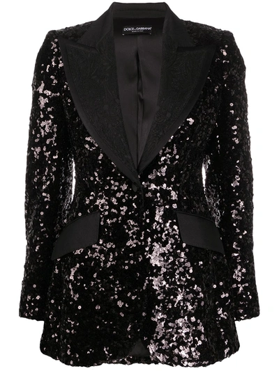 Dolce & Gabbana Women's Long-sleeve Sequin Jacket In Black